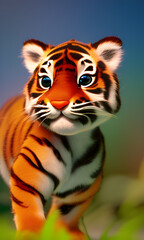  happy cute tiger. generative AI