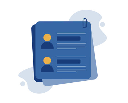 Vector illustration depicting a contact list as a flat icon. Illustration can be used to show communication, network, address book or social media concepts.