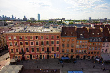 Aerial view of historical buildings in the Old Town (Stare Miasto) of Warsaw, Poland © Blumesser