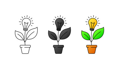 Eco energy. Flat, color, innovative ideas, natural energy. Vector icons.