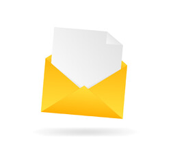 Letter. Flat, color, attached document, send the file to e-mail. Vector icons.