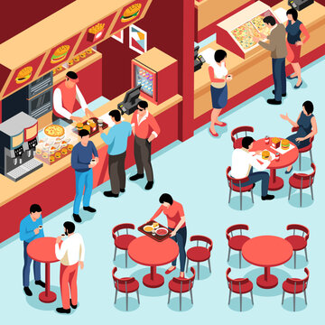 Food Court Isometric Illustration