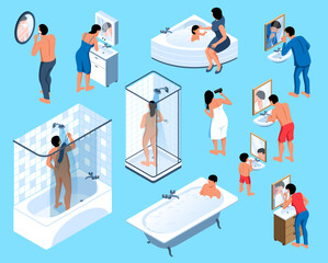 Isometric Hygiene Routine Icons