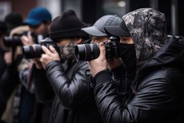 A bunch of journalists and paparazzi take pictures for the news.