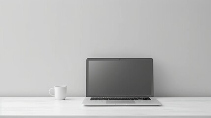 A laptop with a blank screen conveying a sense of minimalist professionalism. AI generated