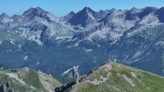 Mercantour national park in french Alps filmed from sky