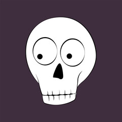 Cartoon skull. Halloween skull. Funny skull. Halloween skull hand drawn style. Vector illustration.