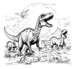 Hand drawn dinosaurs vector illustration
