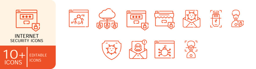 Set of 10+ Internet Security Icons, Vector, Vector icons