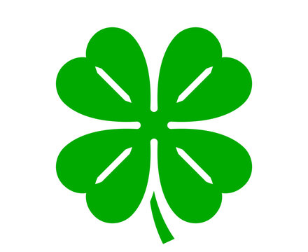 Luck four leaf clover icon . Green shamrock, cloverleaf, luck, clover symbols. Leafs vector icon.