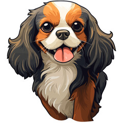 Fototapeta premium Face of a Cavalier King Charles Spaniel, Cartoon, Generative AI