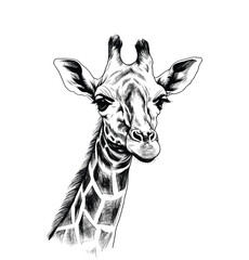 Obraz premium Sketch of the giraffe, hand drawn giraffe vector 