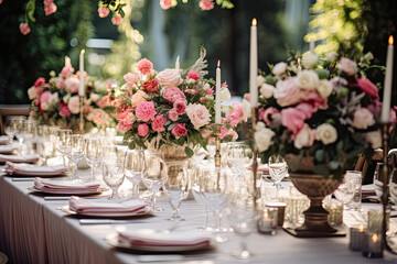 Fototapeta na wymiar pink wedding table setting