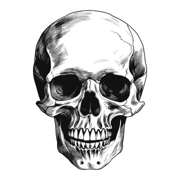 Hand drawn human skull concept

