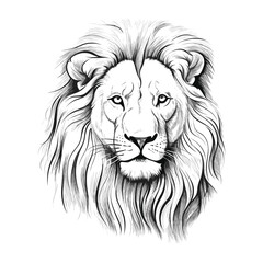 Hand drawn lion head outline illustration vector
