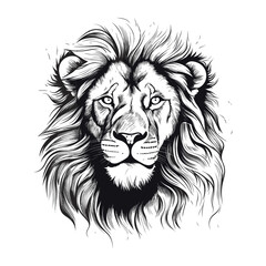 Hand drawn lion head outline illustration vector
