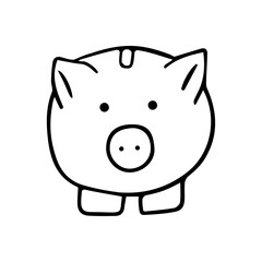 Hand drawn pig piggy bank illustrations.