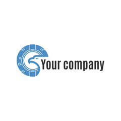 Round logo for cyber security company in techno style