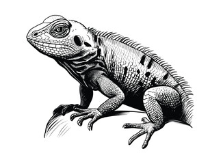 Obraz premium Vintage illustration of lizard in hand drawn style