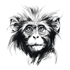 Fototapeta premium Monkey in doodle hand drawn style 