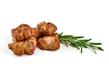 Shish kebab, BBQ meat, Isolated on white background.