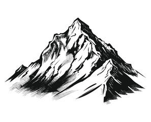 hand drawn landscape mountain sketch design
