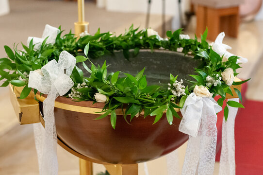 baptismal font - pond holy water