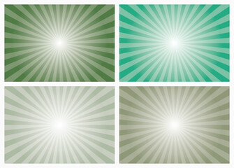 Sunburst background set. Abstract sunburst background with green lines. Sun rays Retro vintage style backdrop. Sunburst Pattern Background. Summer Banner.	