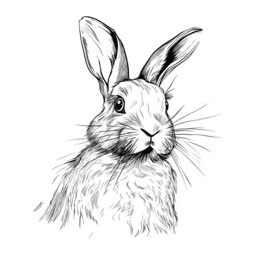 Hand drawn rabbit in engraving style vector illustration