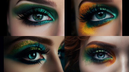 Fototapeta premium High fashion model with bright make up. Generative AI