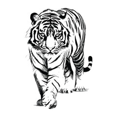 Obraz premium Tiger hand draw sketch on white background vector illustration