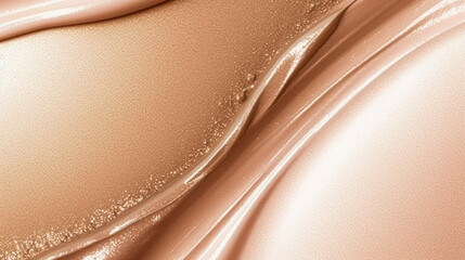 Golden beige cosmetic texture, liquid foundation, gold shimmer, bronzer, highlighter or concealer...