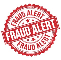 FRAUD ALERT text on red round stamp sign