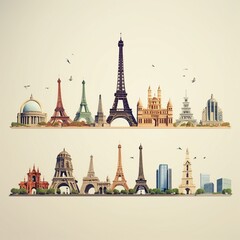 Fototapeta premium Famous places model