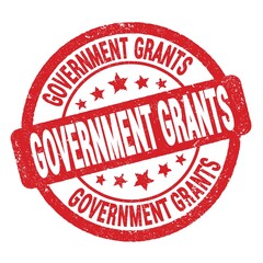 GOVERNMENT GRANTS text written on red round stamp sign.