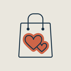 Gist bag with heart vector isolated icon