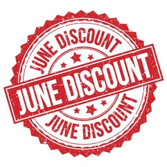 JUNE DISCOUNT text on red round stamp sign