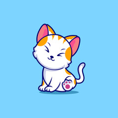 Cat cartoon vector icon, Cute and happy cat vector illustration isolated