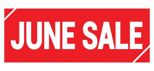 JUNE SALE text written on red stamp sign.