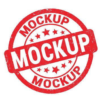 MOCKUP text written on red stamp sign.