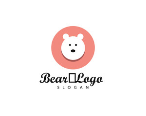 Minimal cute bear head Logo vector illustration design for brand