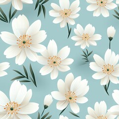 Seamless background of white floral pattern .fabric texture. Pastel color background.