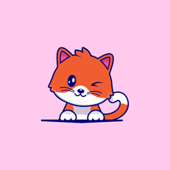 Cat cartoon vector icon, Cute and happy cat vector illustration isolated