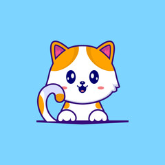 Cat cartoon vector icon, Cute and happy cat vector illustration isolated
