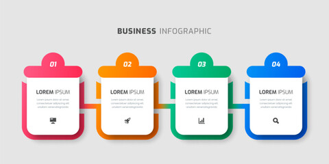 Vector Infographic Label Abstract Design Template with Icons and 4 Numbers for Presentation