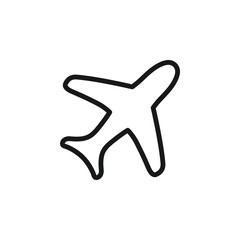 Obraz premium Airplane icon vector illustration. Vector airplane simple flat line style. Black traveling icon. Transportation vector symbol. Flat vector illustration