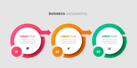 Vector Infographic Label Design Template with Arrow, Icons and 3 Numbers for Presentation