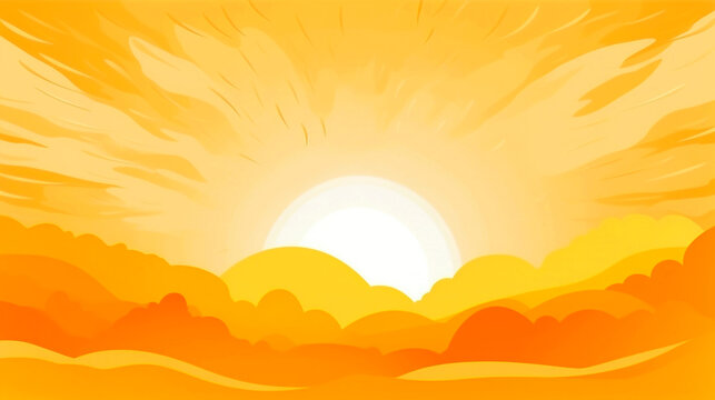 Sunset sky background vector illustration. Sunset sky with sun and clouds.AI Generated