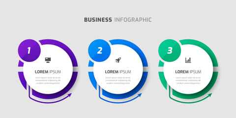 Vector Infographic Label Design Template with Arrow, Icons and 3 Numbers for Presentation