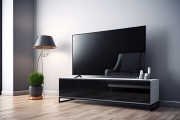 Modern TV display in 4K, white background. Generative AI